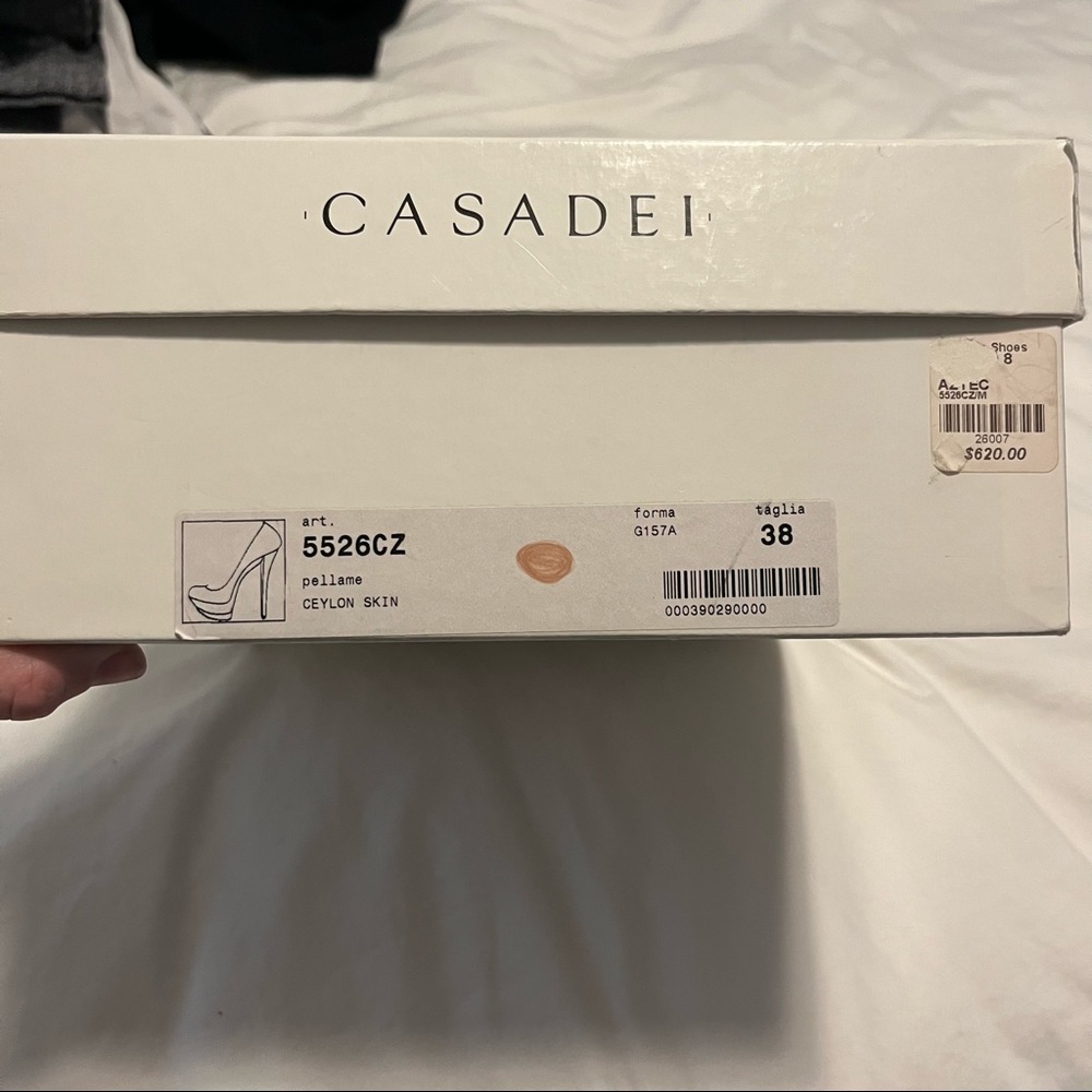 Size 8 / 38 Casadei Pellame platform heels in color metallic nude / “Ceylon Skin